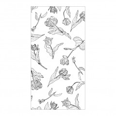 Carnet Japonais slim de 64 pages avec couverture à motif de Fleurs en noir et blanc.